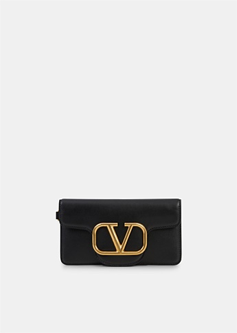 Black V Logo Leather Iphone Case