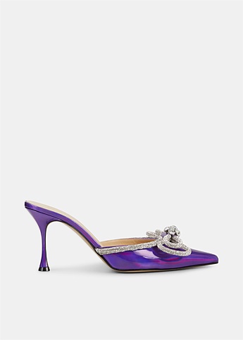 Purple Iridescent Double Bow Leather Mules