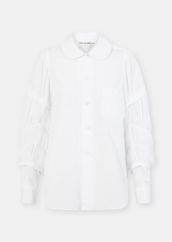 White Puff Sleeve Cotton Shirt