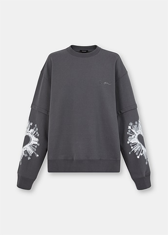 Charcoal Heart Print Sweatshirt