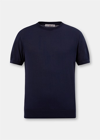 Navy Short Sleeve Knit T-Shirt