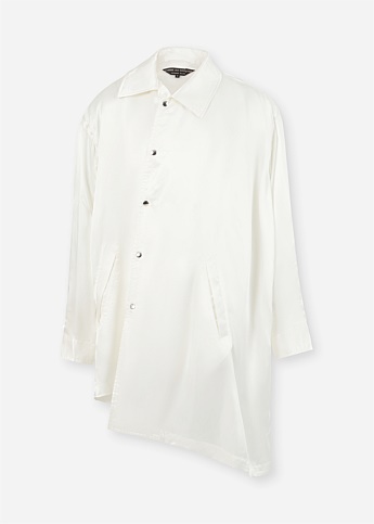 White Asymmetrical Printed Shirt