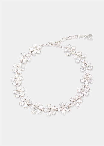 Silver Crystal Lily Flower Anklet