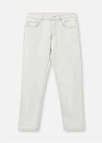 Blue Tapered Cropped Jeans