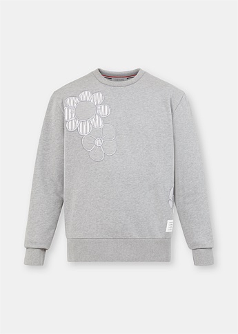 Grey Applique Crewneck Sweatshirt