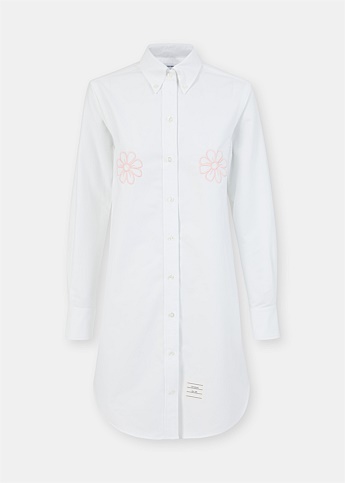 White Flower Shirt Dress