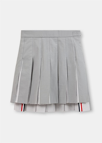 Grey Drop Pleated Mini Skirt