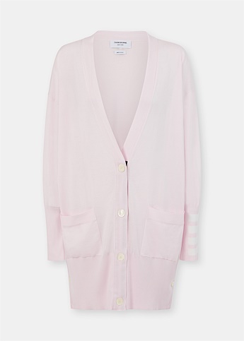 Pink Exaggerated V Neck Cardigan