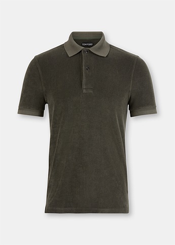 Charcoal Terry Towelling Polo Top