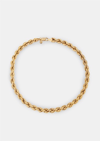Gold Twisted Rope Chain Necklace 40cm