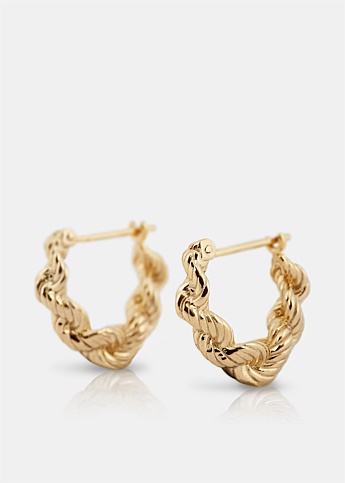 Gold Small Twisted Rope Earrings