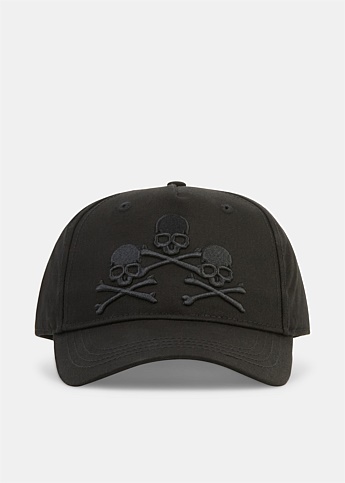 Black Three Skull Embroidered Baseball Cap