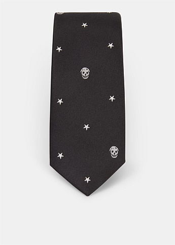 Black Skull Print Tie