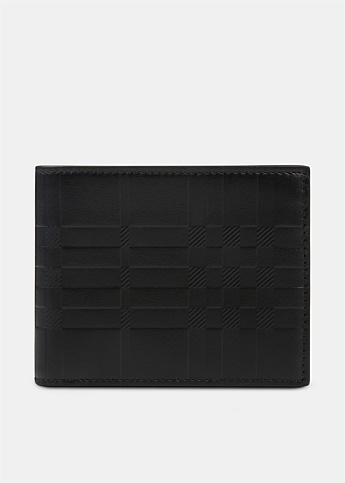 Embossed Check Leather Bifold ID Wallet