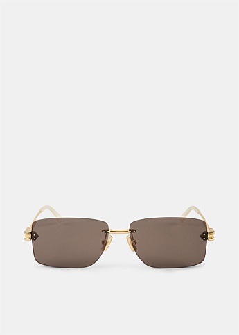 Gold Rectangle Aviator Sunglasses