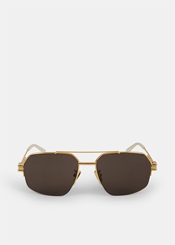 Gold Square Aviator Sunglasses
