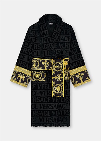 Black Baroque Monogram Bath Robe