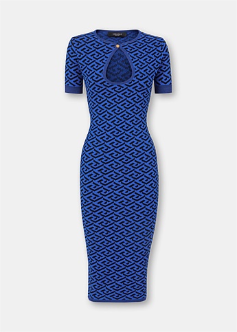 Blue La Greca Jacquard Mini Dress