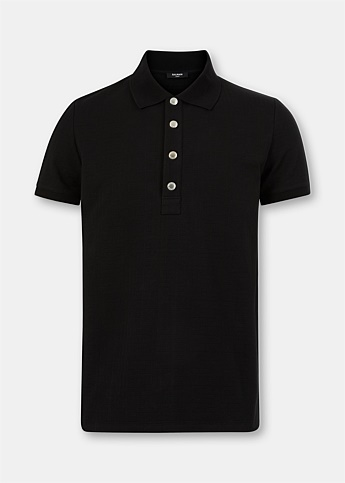 Black Short Sleeve Polo Top