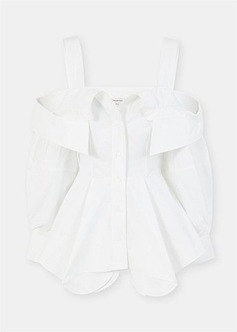 White Cotton Poplin Deconstructed Shirt