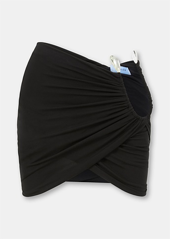 Black Draped Plexi Mini Skirt