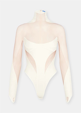 Ivory Illusion Long Sleeve Bodysuit