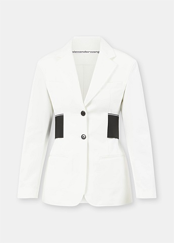 White Logo Blazer Jacket