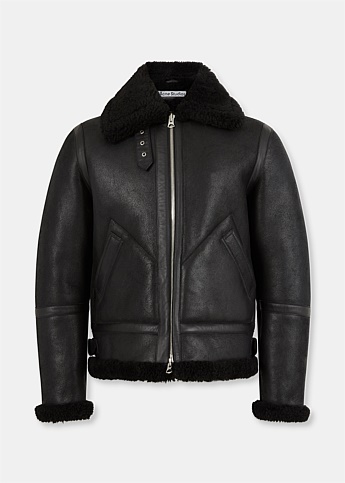 Black Ian Shearling Leather Jacket