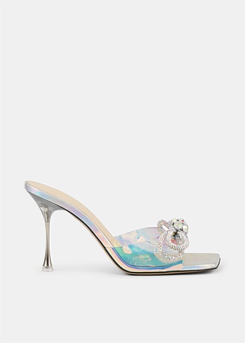 Clear Double Bow Square Toe Mules