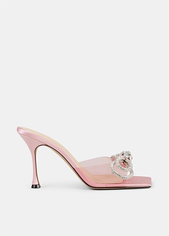 Pink Double Bow Square Toe Mules