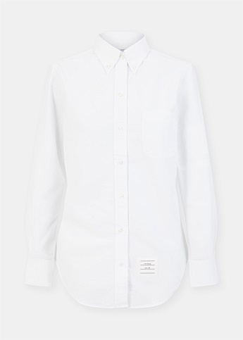 White 4-Bar Oxford Button Up Shirt