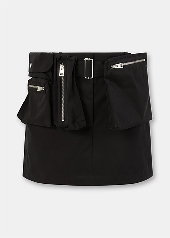 Black Utility Mini Skirt
