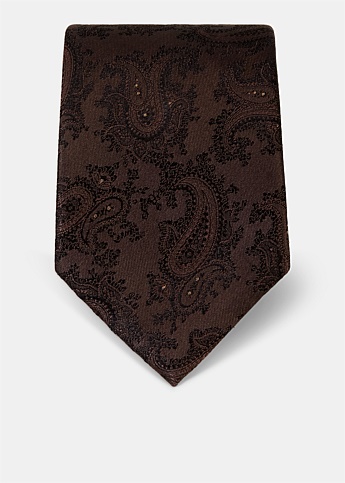 Brown Intarsia Print Tie