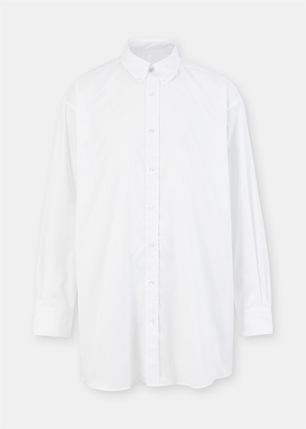 White Long Sleeve Oversized Cotton Shirt