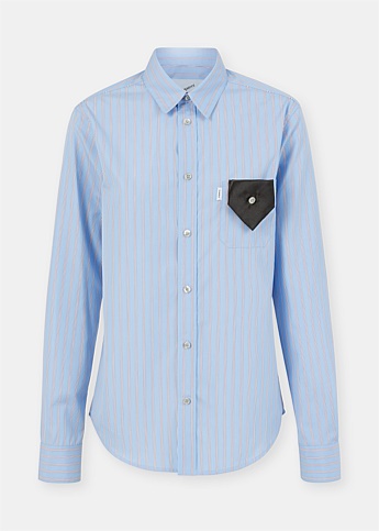 Blue Tie Detail Cotton Shirt