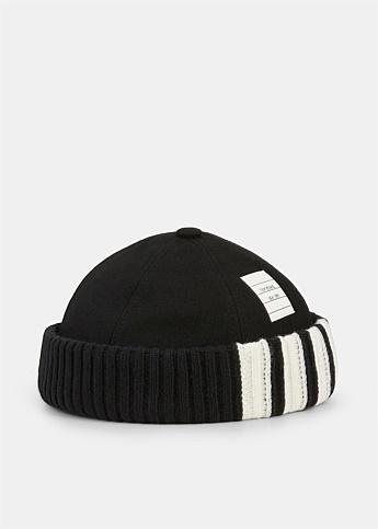 Black Knit Brim Hat