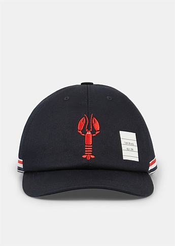 Navy Lobster Embroidered Baseball Cap
