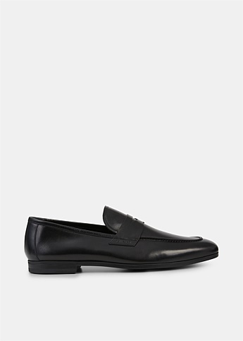 Black Leather Slip On Loafers