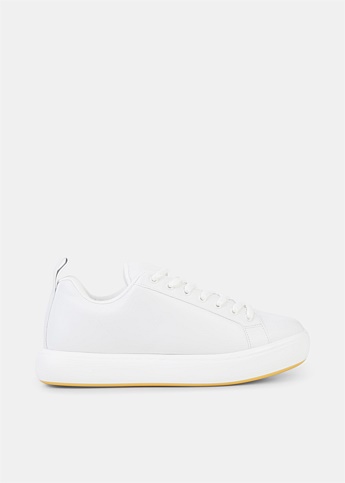 White Leather Low-Top Sneakers