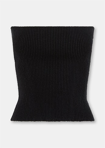 Black Sleeveless Knit Tube Top