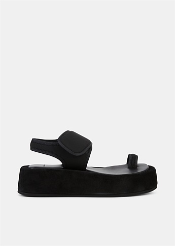 Black Double Strap Flatform Sandals