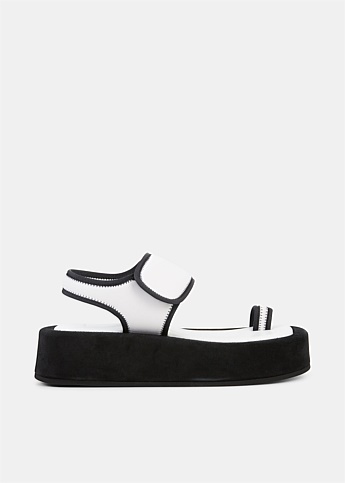 Black & White Double Strap Flatform Sandals