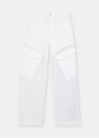 White Sheer Parachute Pants