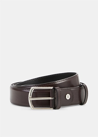 Dark Brown Leather Buckle Belt