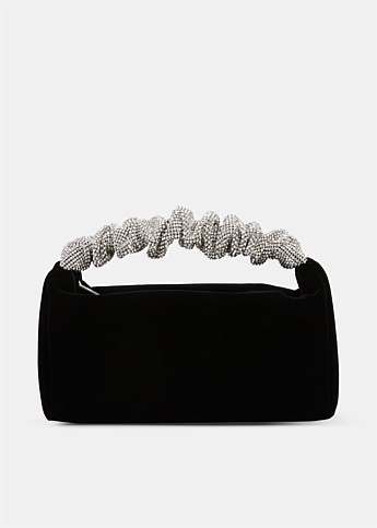 Velvet Crystal Handle Scrunchie Mini Bag