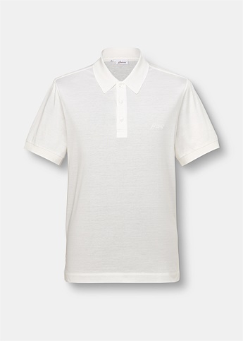 Embroidered Logo White Polo Shirt