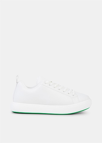 White & Green Low-Top Sneakers