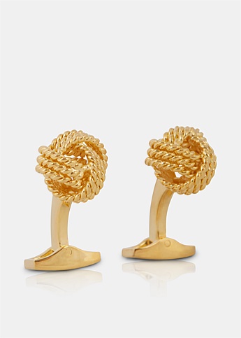 Yellow Gold Plated Ribbed Knot Cufflinks