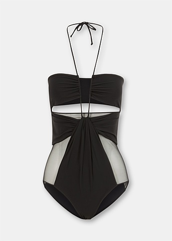 Sheer Panelled Cut Out Swimsuit