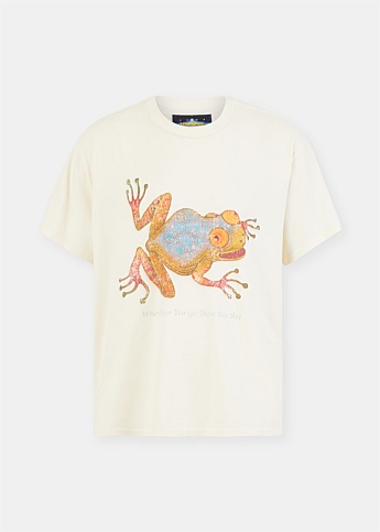 Cream Spirit Frog Print T-Shirt